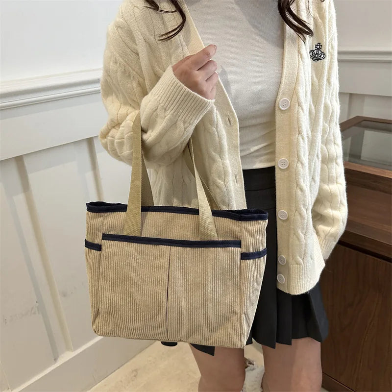 Bolso Hombro Pana Mujer Vintage Gran Capacidad Informal