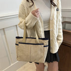 Bolso Hombro de Gran Capacidad de Pana Vintage Estilo Moda Versátil