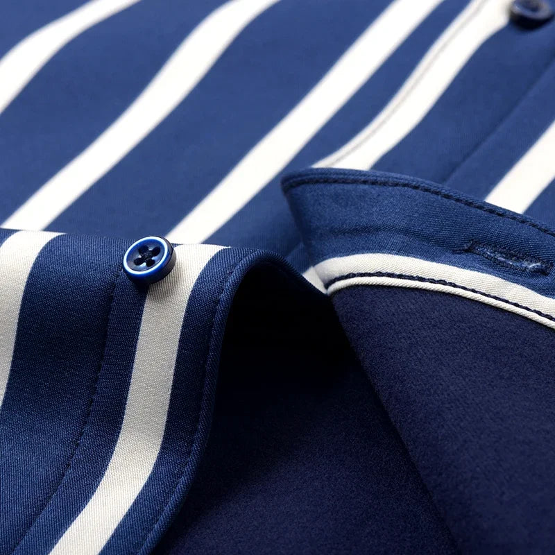 Camisa Rayas Terciopelo Hombre | Engrosada Cálida | Negocios Casual | Invierno S-4XL