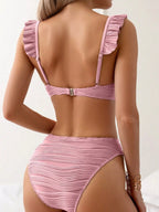 Bikini Push Up con Detalle Recortado y Volantes para Playa