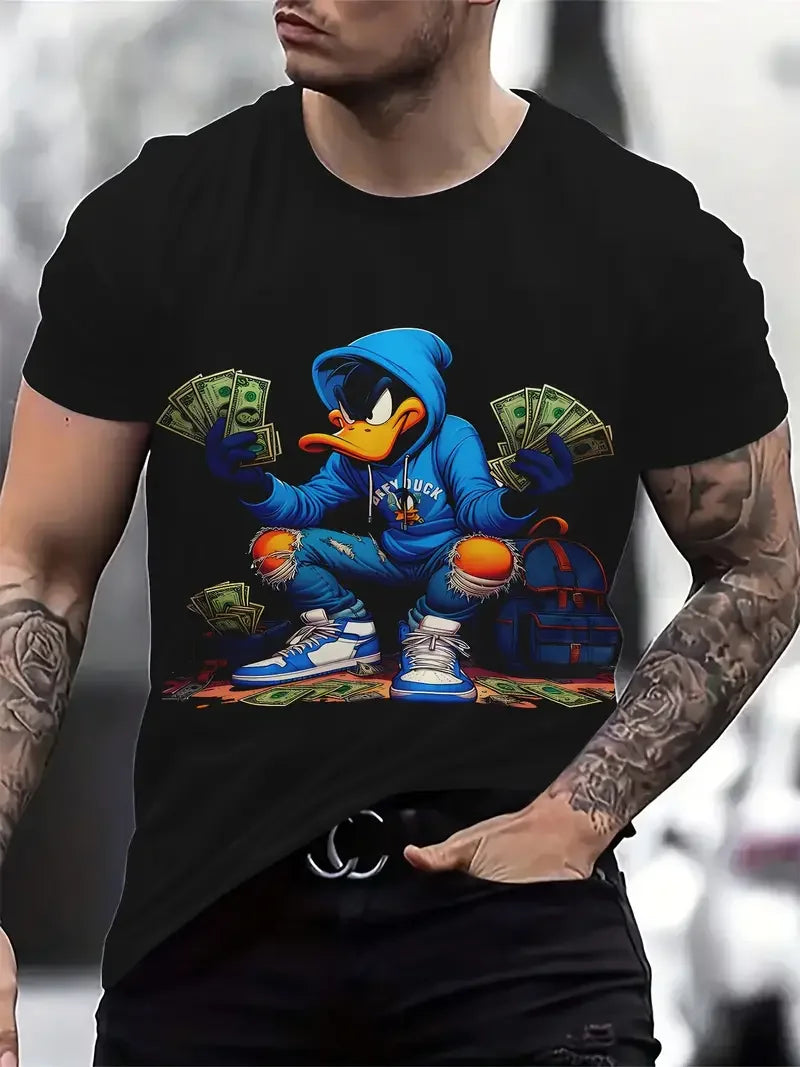 Camiseta Divertida Hombre Estampado Animal | Dibujos Animados Manga Corta Secado Rápido