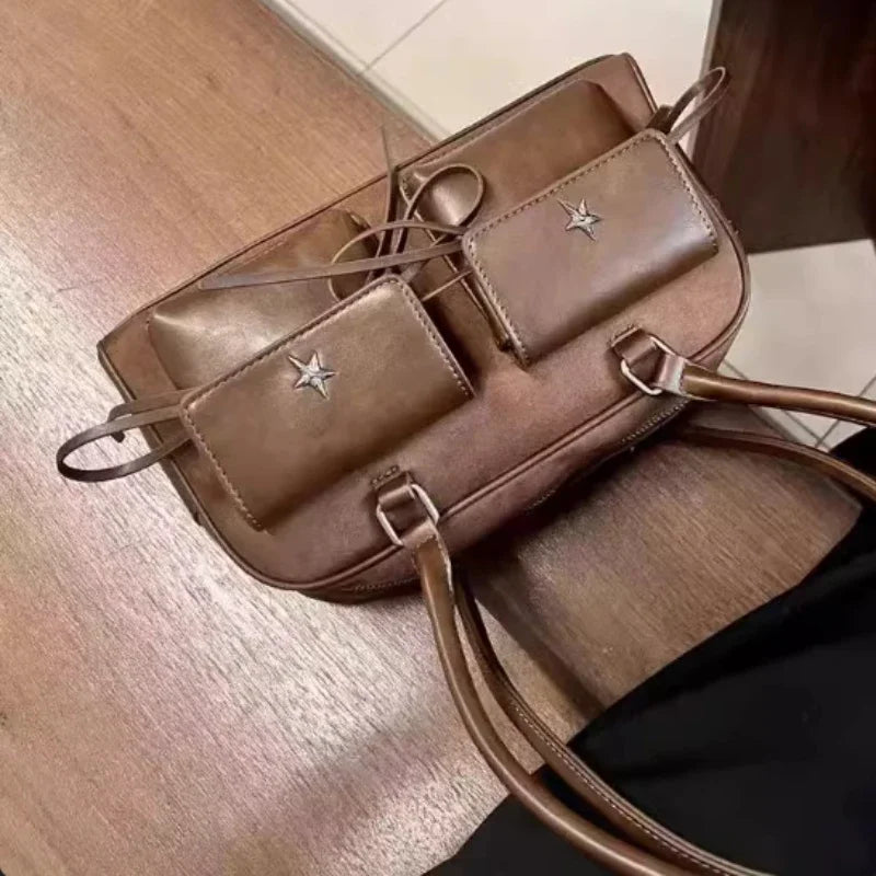 Bolso de Hombro Vintage para Mujer, Piel Sintética Mate
