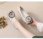 Mocasines Étnicos De Flores | Cuero Genuino Estilo Retro Lujoso Casual