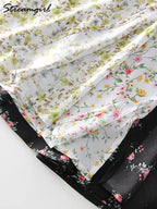 Falda Larga De Gasa Floral Con Abertura Y Vuelo De Verano