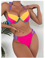 Bikini Push Up Colorblock con Estilo Halter para Playa