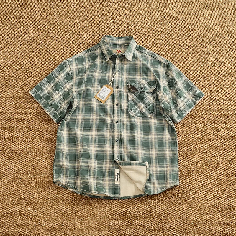 Camisa Casual Hombre | Cuadros Tartán | Algodón Puro | Manga Corta | Ticotrendy Costa Rica