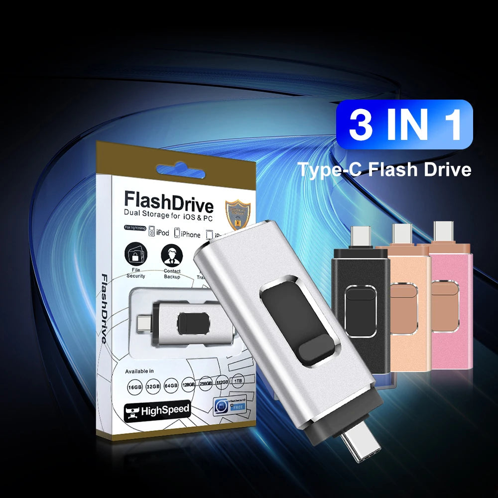 MicroDrive | Unidad Flash USB 4 en 1 | Alta Velocidad | Tipo C y Micro USB | 64GB