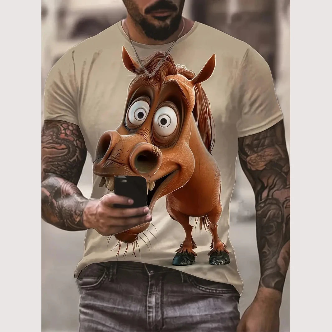 Camiseta Hombre 3D ∣ Estampado Gato ∣ Moda Oversize ∣ Cuello Redondo