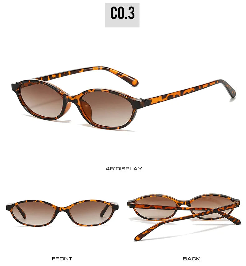 Gafas Sol Ovaladas Retro Leopardo Marrón | Montura Pequeña A La Moda UV400 Viajar