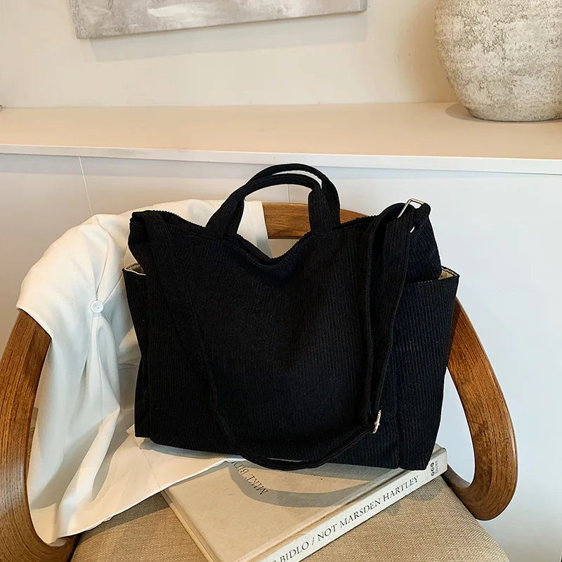 Bolso Mensajero Pana Retro Mujer Gran Capacidad Universitario