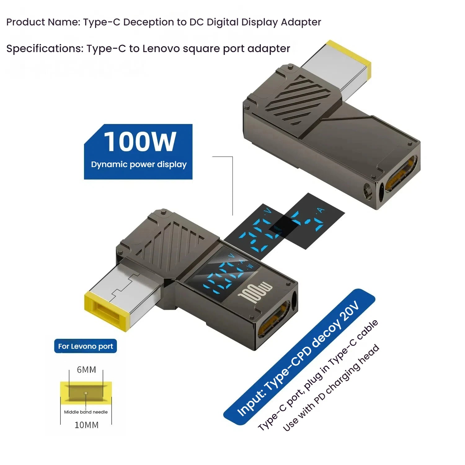 Adaptador Tipo C A DC | Cargador Laptop 100W | Convertidor Power Delivery | Ticotrendy
