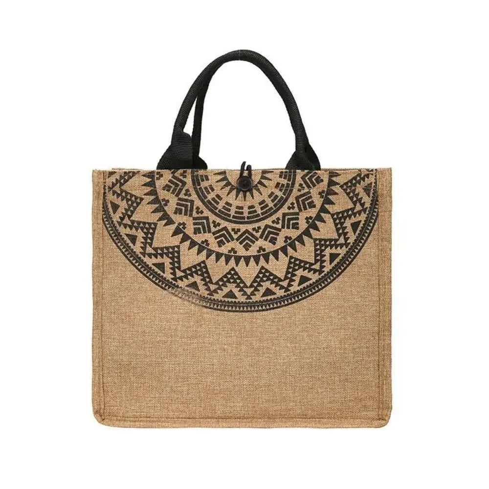 Bolso Tote Coreano Vintage de Lona Ecológica con Bordado para Mujer