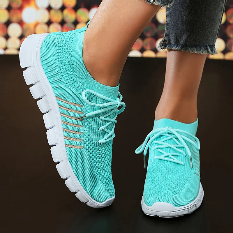 Zapatillas de Punto Transpirables | Plataforma | Suela Blanda | Talla Grande | Verano