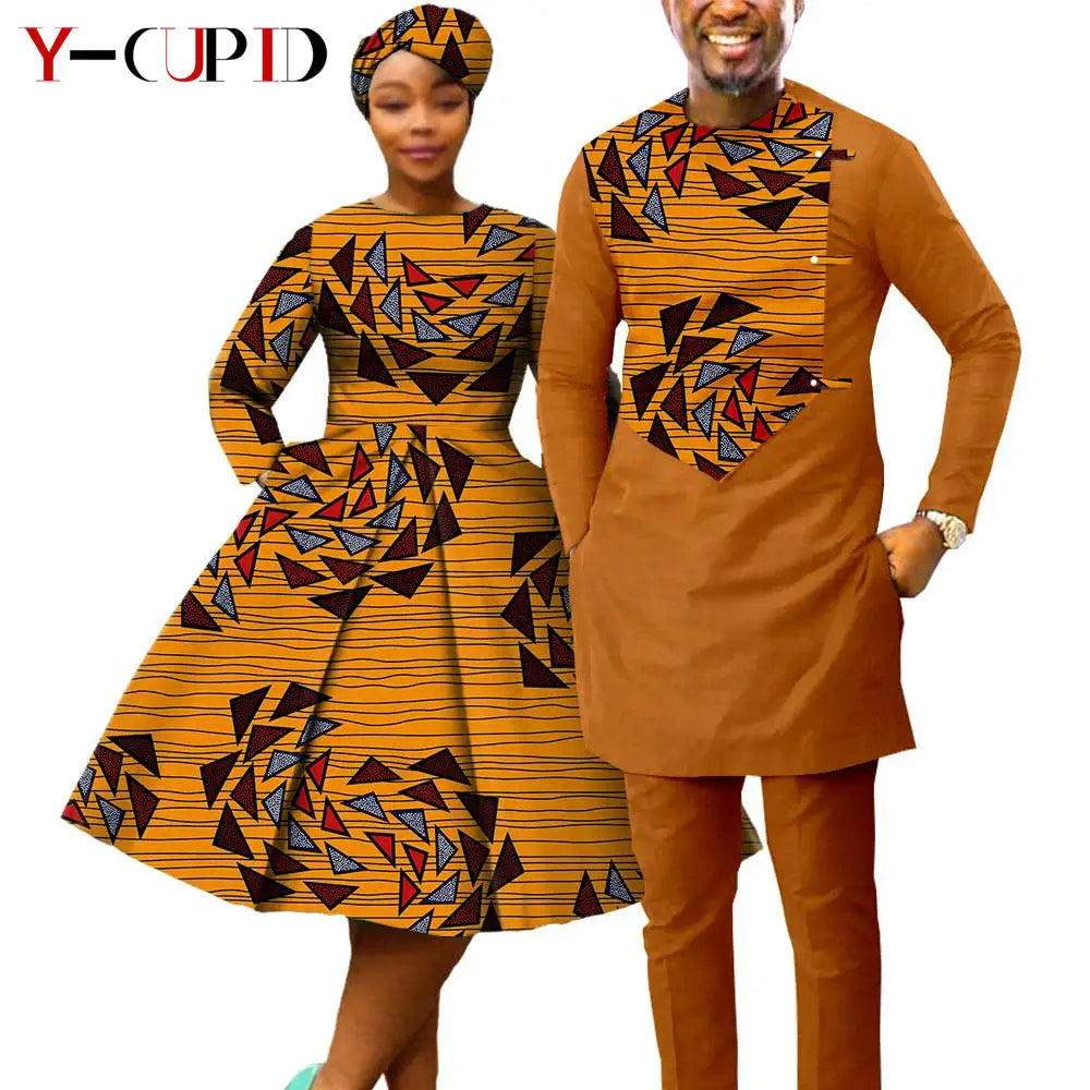 Vestido Dashiki Manga Larga Africano Pareja | Top y Pantalón | Tallas XS-6XL | Tico Trendy