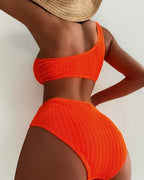 Bikini de Un Hombro y Tiro Alto - Conjunto Elegante para la Arena