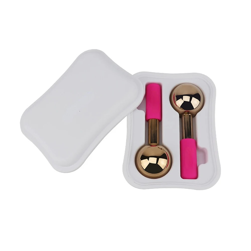 Rodillo de Metal mágico de acero inoxidable para terapia de frío, rodillo de belleza Facial de enfriamiento de oro rosa para la piel, gran oferta