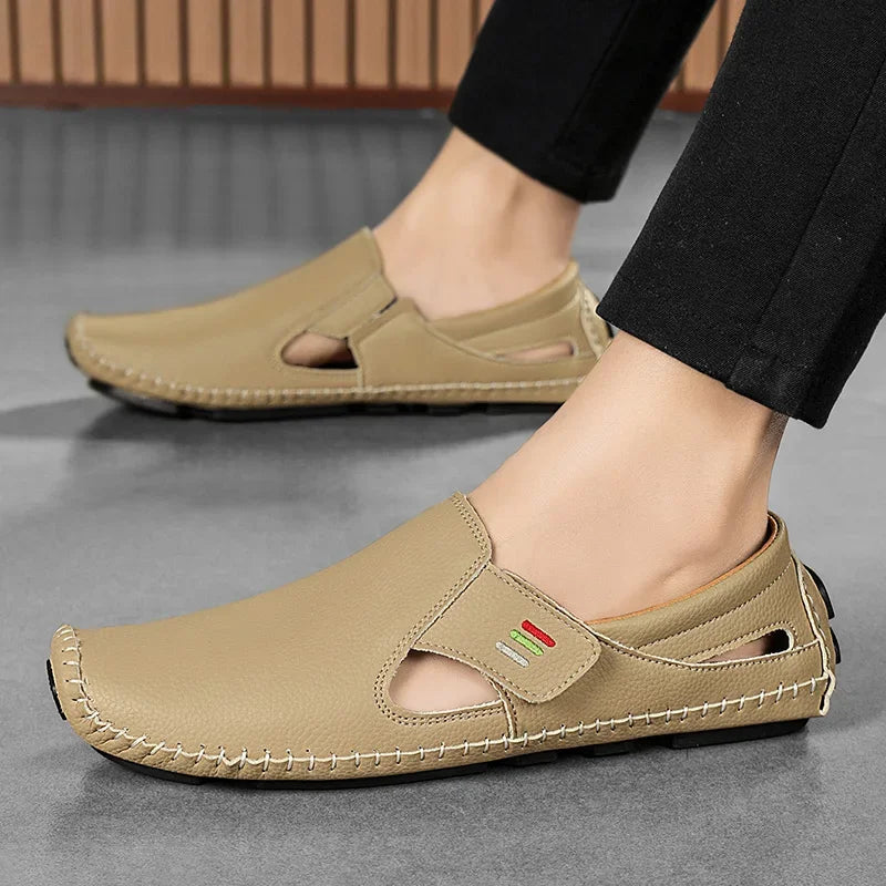 Mocasines Cuero Hombre 2025 ∣ Ahuecados Conducción ∣ Lujo Verano