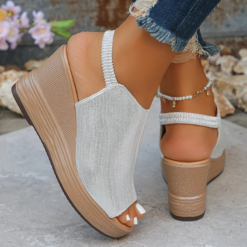 Sandalias de Plataforma con Cuña | Correa Trasera | Mujer