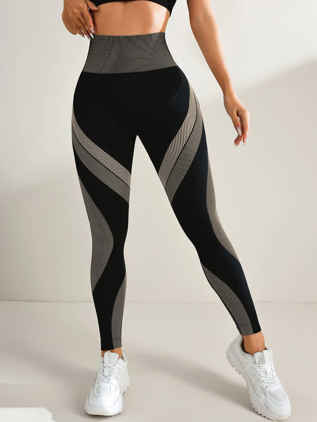 Pantalones Yoga sin Costuras para Mujer | Contraste de Color y Cintura Alta | Secado Rápido para Correr | Tico Trendy