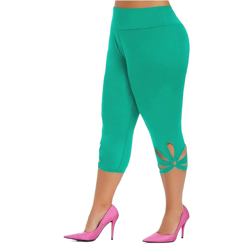 Leggings Elásticos Talla Grande | Pantalones Capri Sin Costuras | Cintura Elástica para Verano | Tico Trendy