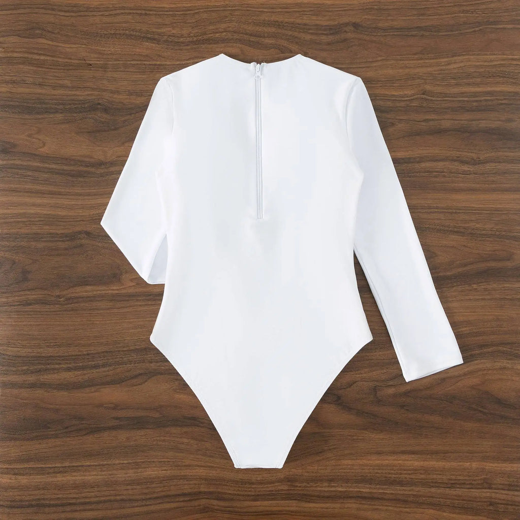 Traje de Baño de Una Pieza Sexy Monocromático de Manga Larga