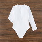 Traje de Baño de Una Pieza Sexy Monocromático de Manga Larga