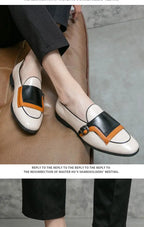Mocasines Azules Lujo Hombre | Casual Negocios Punta Redonda Sin Cordones Talla Grande