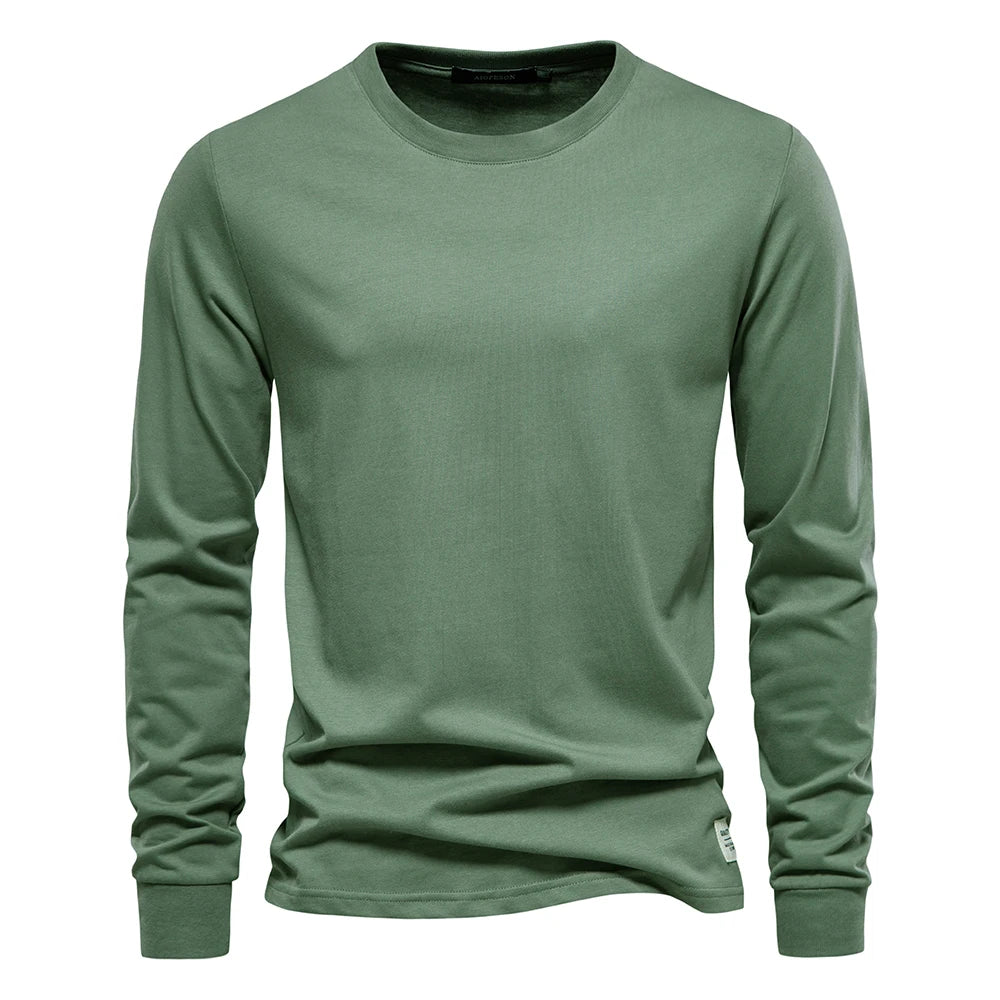 Camiseta Cuello Redondo Color Liso Hombre | Manga Larga Básica | Tallas XS-XXXL | Tico Trendy