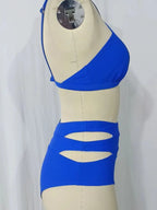 Conjunto de Bikini Halter de Color Sólido Cikini para Vacaciones y Playa