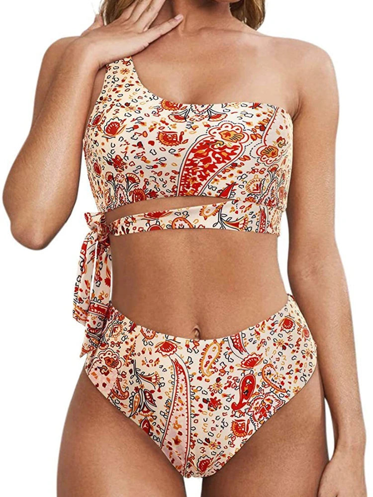 Bikini de Una Correa para Hombro - Traje de Baño Dividido