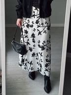 Falda Vintage de Satén | Estampado Floral Elegante