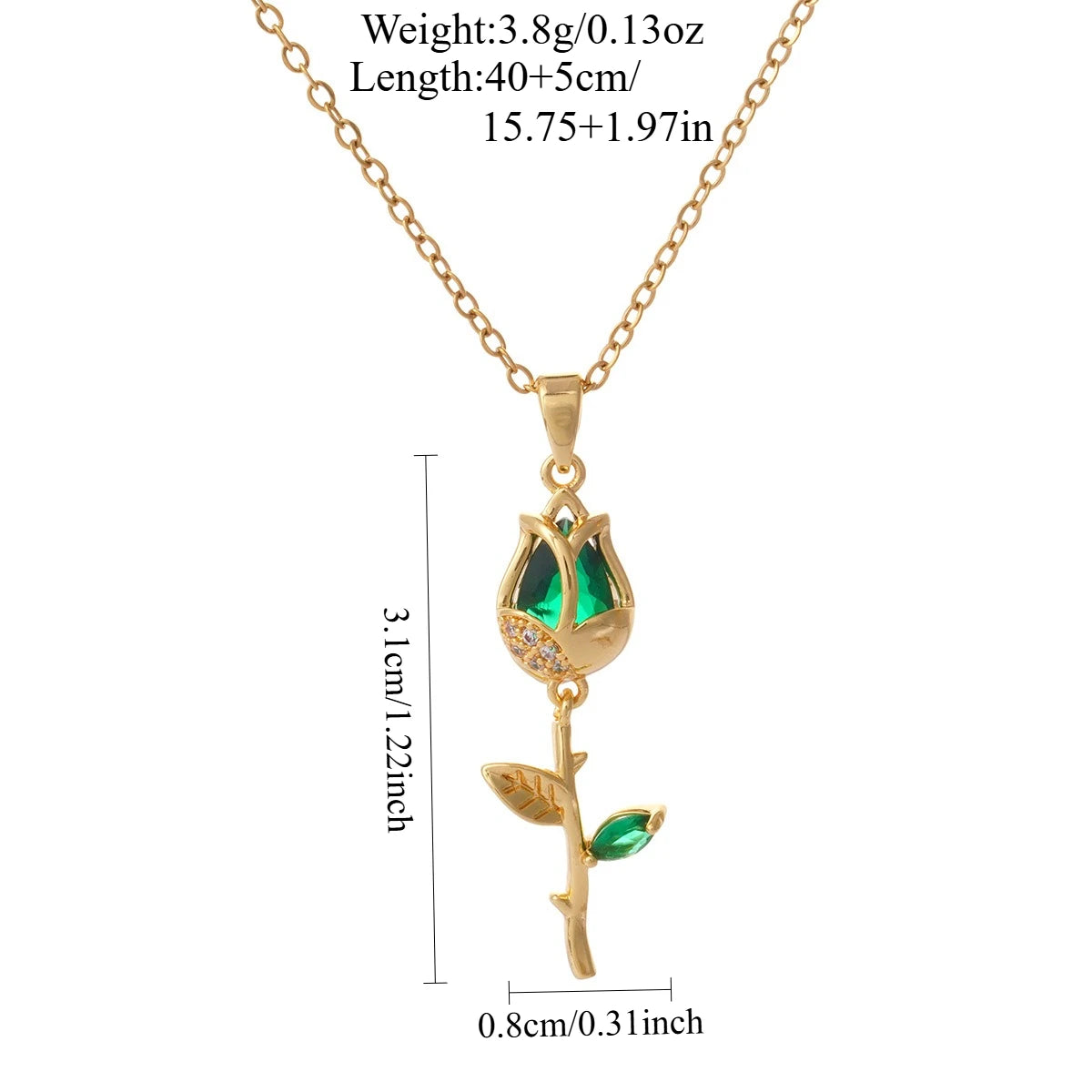 Collares con colgante de flor de tulipán y circonita colorida para mujer, cadena de acero inoxidable dulce brillante, abalorio de Color dorado, regalo de joyería