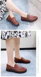 Mocasines Retro Marrones con Cuña | Cuero | Bailarinas Oxford | Talla Grande