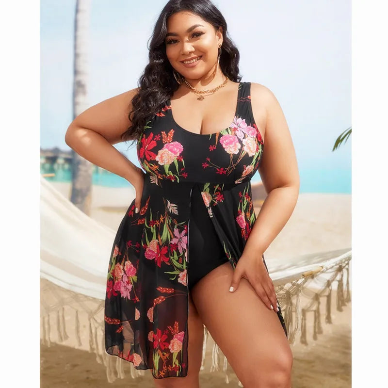 Traje de Baño de Una Pieza con Estampado Floral de Verano