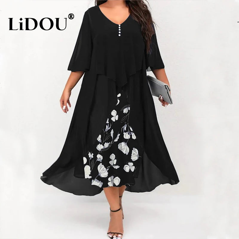 Vestido Vintage | Talla Grande | Estampado de Retazos