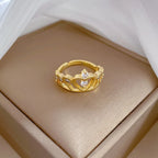 Anillos de corona de circón simples a la moda para mujeres y niñas, anillo de cobre abierto ajustable, regalos de joyería para amigos y amantes