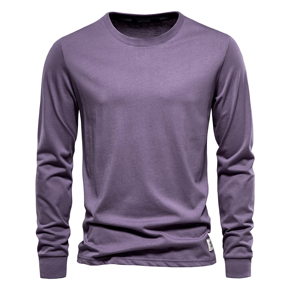 Camiseta Cuello Redondo Color Liso Hombre | Manga Larga Básica | Tallas XS-XXXL | Tico Trendy