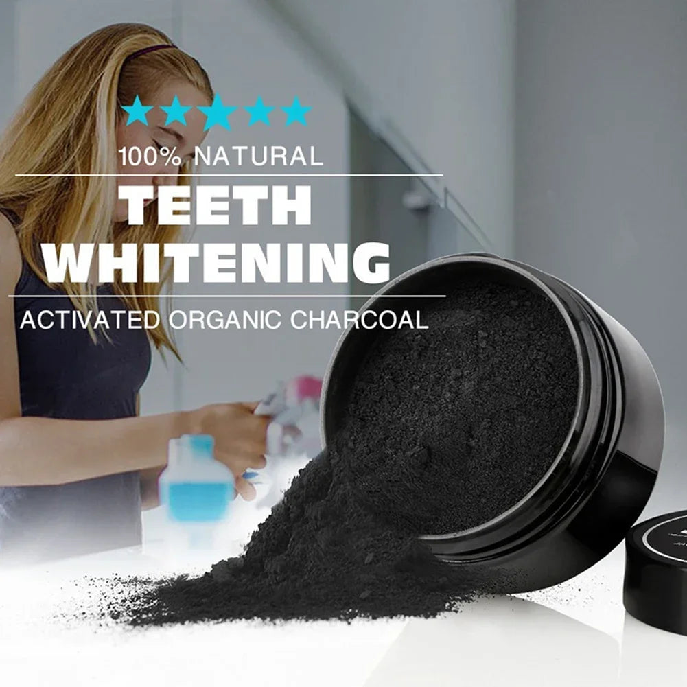 2 tipos de polvo para blanquear los dientes, carbón orgánico activado Natural, sabor a limón, polvo de enzimas para el aliento fresco, higiene bucal Dental