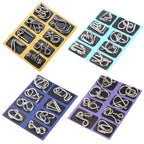 Rompecabezas de anillo chino de Metal para niños y adultos, puzles mágicos, rompecabezas clásicos, IQ Brain Teaser, 8 juegos por paquete