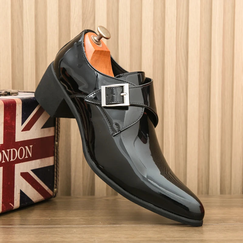 Mocasines Negros Lujo Hombre | Punta Puntiaguda Sin Cordones Zapatos Oxford Boda
