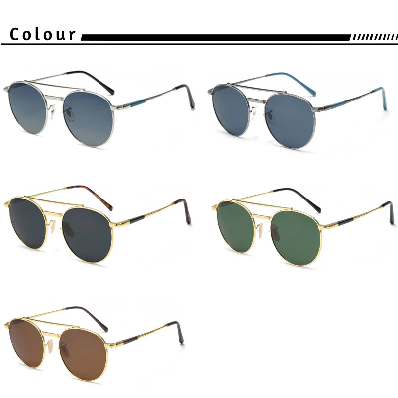 Gafas De Sol Circulares Hombre | Polarizadas UV400 Montura Metal Retro | Casual Clásico