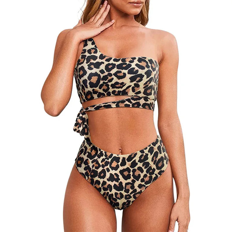 Bikini de Una Correa para Hombro - Traje de Baño Dividido