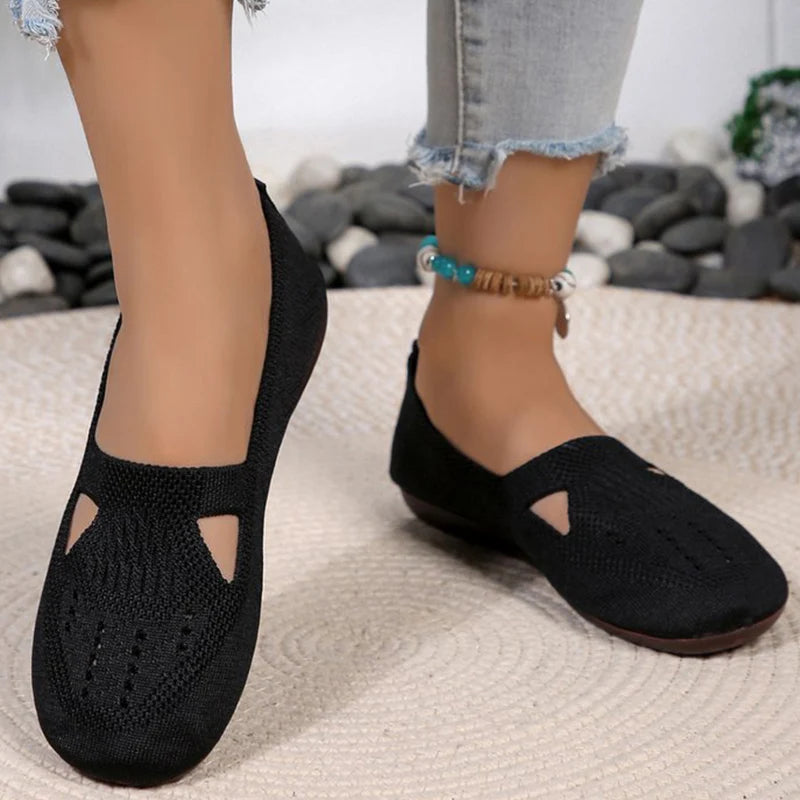 Zapatos Planos De Malla Transpirable Para Mujer | Tela Hueca Fondo Suave
