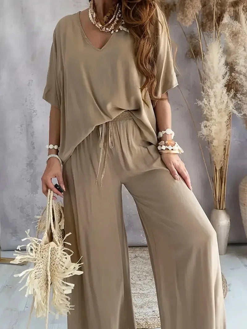 Ticotrendy: Conjunto Elegante de Pantalón y Top Sin Mangas | Color Sólido Verano 2025