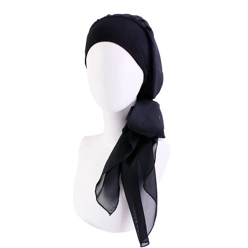 Turbante elástico con estampado de flores para mujer musulmana, para la cabeza preatado Hijab, Bandana para la pérdida de cabello, bufanda para la cabeza, novedad