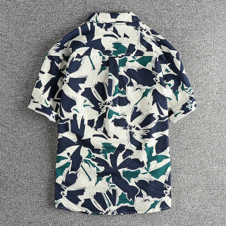 Camisa Hawaiana Hombre | Estampado Floral | Tela Seersucker | Manga Corta