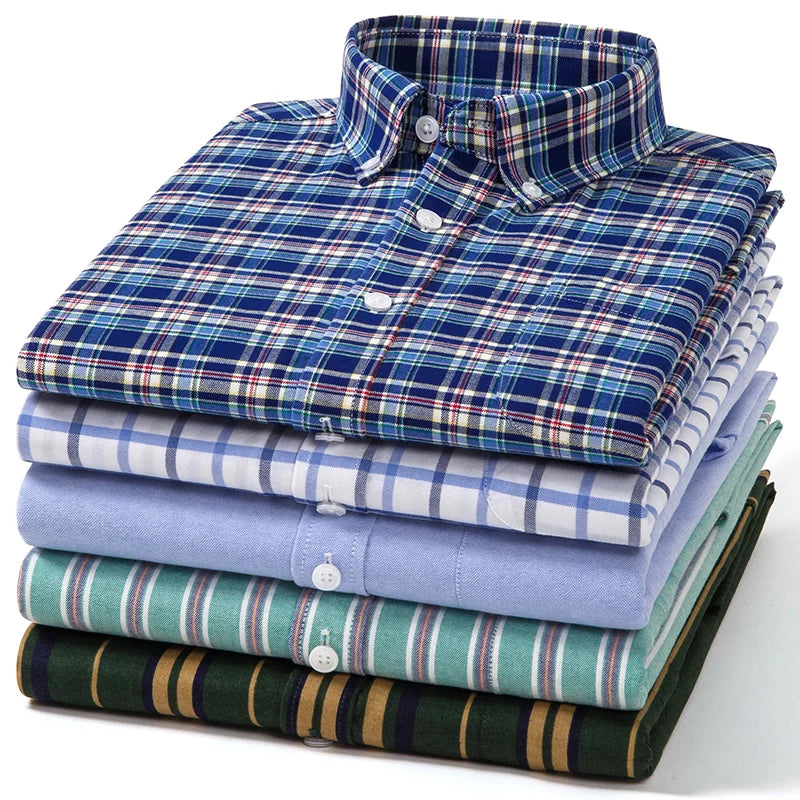 Camisa Oxford a Cuadros | Talla Grande y Pequeña | 100% Algodón | Manga Larga Hombre