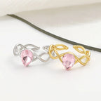 Anillos de cobre con corona de princesa de circón rosa dulce para mujeres y niñas, anillo abierto ajustable para dedo, accesorios, regalos para niños y amigos