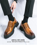 Zapatos Vestir Marrones Hombre | A Cuadros Cordones Punta Redonda Informal Negocios