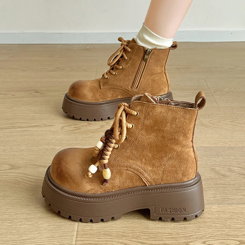 Botines de Tacón Cuadrado Retro | Plataforma | Mujer